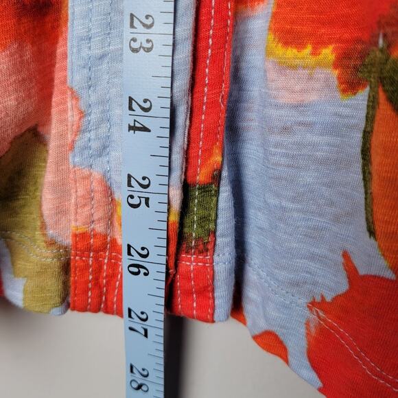 Joie Linen Lyocell Button Top 3X Orange Floral Blouse Light Boho Art to Wear - Picture 7 of 10